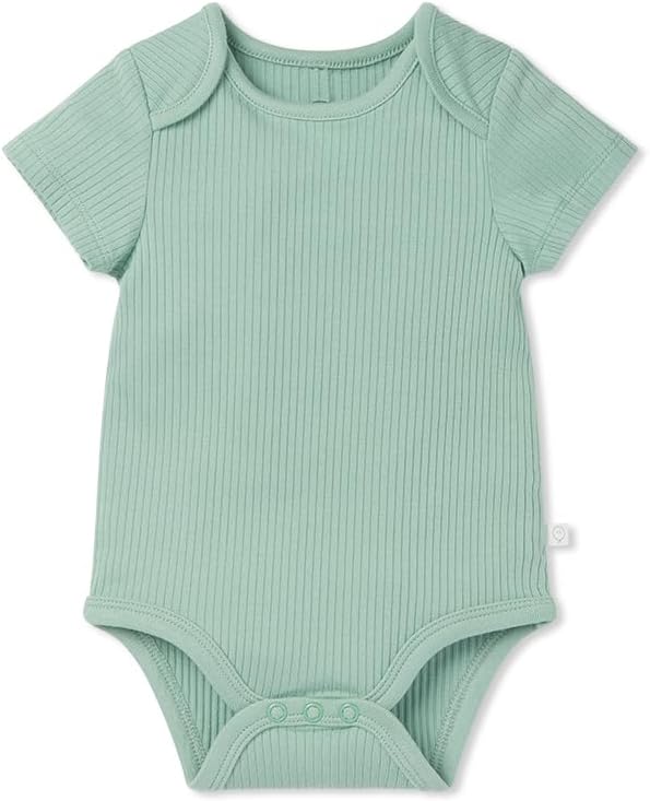 MORI Baby Short Sleeve Unisex Bodysuit with Envelope Neck and Nickel Free Poppers - Viscose from Bamboo and Cotton Blend