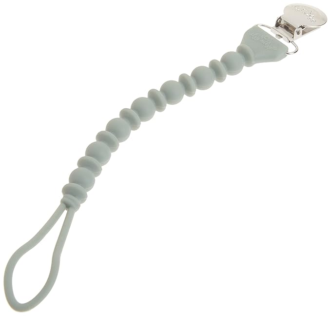 Itzy Ritzy Silicone Pacifier Clip; 100% Food Grade Silicone Pacifier Strap with Clip Keeps Pacifiers, Teethers & Small Toys in Place; Features One-Piece Design & Cord (Succulent)