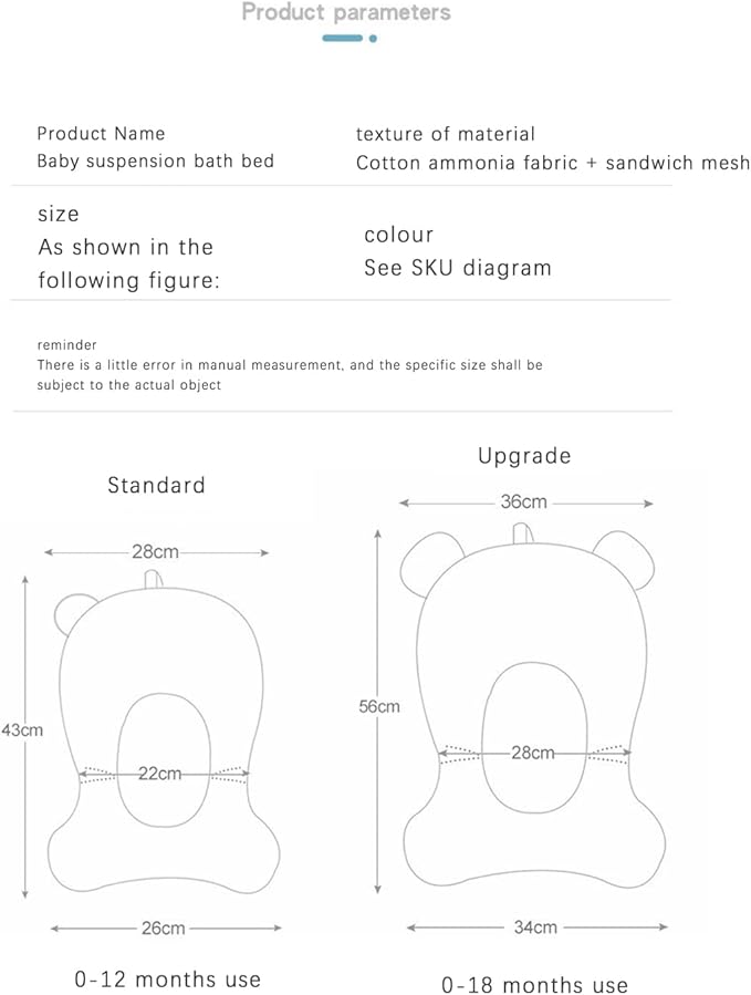 Baby Bath Cushion Pad Newborn Bathtub Mat Infant Bath Supporter Net Baby Bathtub Pillow Non-Slip Floating Bathing Tub Seat (Green Bear, 28cm*43cm*26cm)