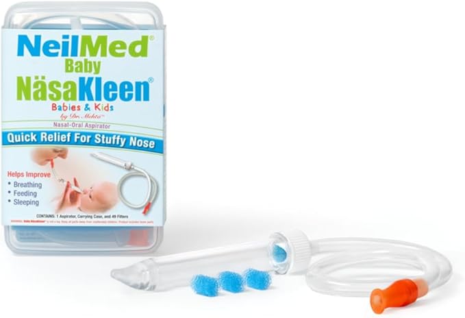 NeilMed Baby NasaKleen Nasal-Oral Aspirator with 49 Hygiene Filters and a Convenient Storage Travel Case