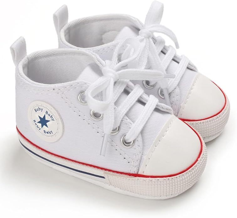 Unisex Baby Girls Boys Canvas High-top Shoes, Newborn Infant Anti-Slip Soft Sole Frist Walking Breathable Sneakers