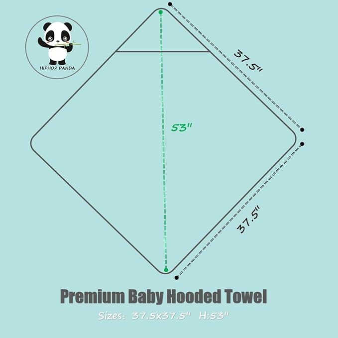 HIPHOP PANDA Hooded Towel - Rayon Made from Bamboo, Bath Towel with Bear Ears for Newborn, Babie, Toddler, Infant - Absorbent Large Baby Towel - Unicorn, 37.5 x 37.5 Inch