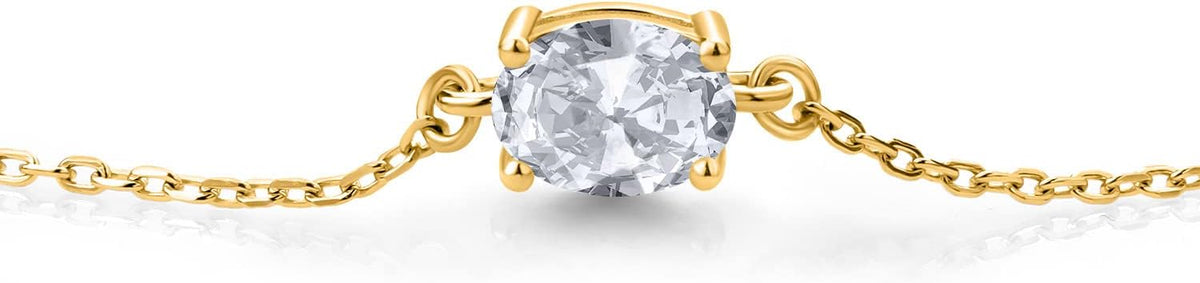Gem Stone King 7X5MM Oval Gemstone Birthstone Solitaire Bracelet For Women | 925 Sterling Silver | Adjustable Bolo Bracelet For Women | Fine Jewelry Gifts for Her Mom Wife