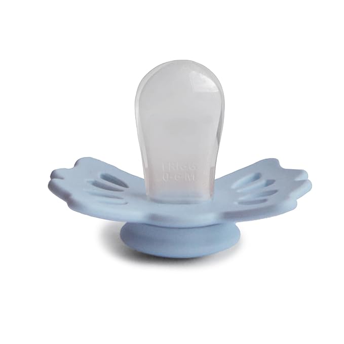 FRIGG Lucky Symmetrical SilkySoft Silicone Baby Pacifier | Made in Denmark | BPA-Free (Slate/Powder Blue, 0-6 Months)