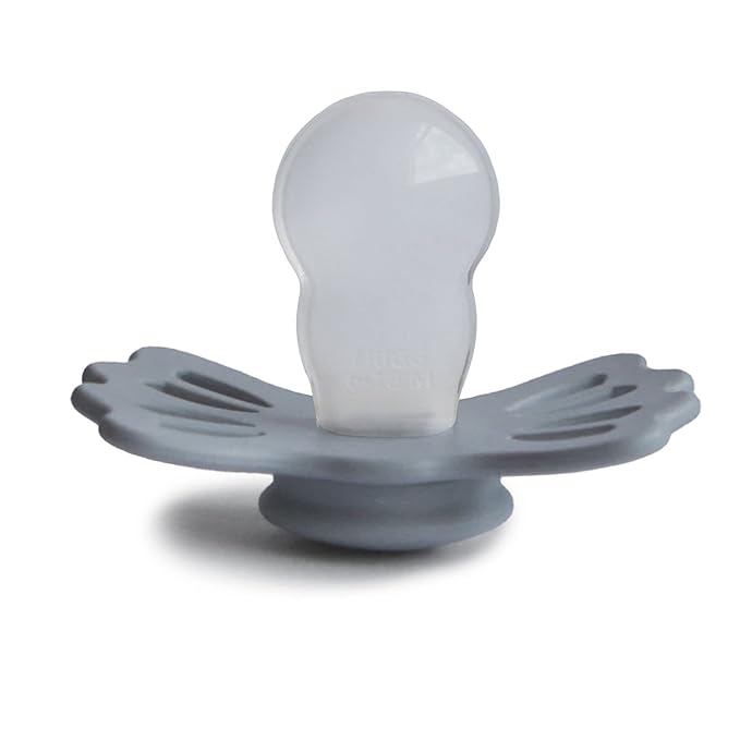 FRIGG Lucky Symmetrical SilkySoft Silicone Baby Pacifier | Made in Denmark | BPA-Free (Great Gray/Silver Gray, 6-18 Months)