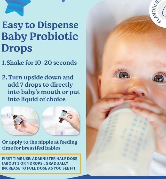 LOVEBUG Baby Probiotic Drops - Organic Probiotics for Immune Support and Baby Constipation & Colic Relief - Tasteless & Sugar-Free Liquid Drops for Newborns, Babies & Infants (0-12 Months) - 10ml