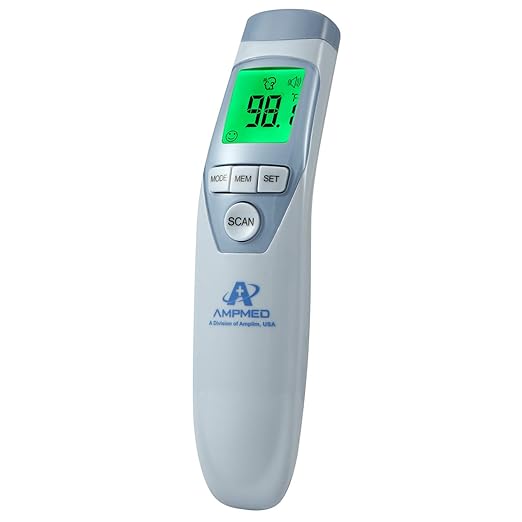 Amplim Hospital Medical Grade Non-Contact No-Touch Forehead Thermometer for Baby and Adults, Touchless Temporal Fever Thermometer, Accurate and Fast Digital Thermometer