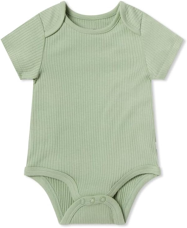 MORI Baby Short Sleeve Unisex Bodysuit with Envelope Neck and Nickel Free Poppers - Viscose from Bamboo and Cotton Blend