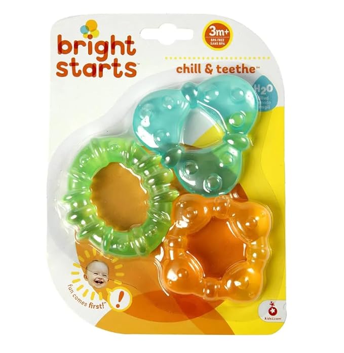 Bright Starts Chill & Teethe Water-Filled BPA-Free Baby Teething Toy, Ages 3 Months+ (Pack of 2)