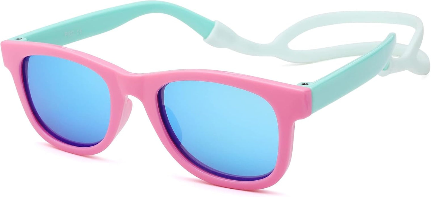 COASION Bendable Flexible Polarized Newborn Baby Sunglasses with Silicon Strap for Infant Boys Girls Age 0-12 Months CA9042