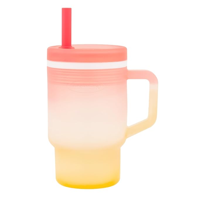 Infantino My 1st Tumbler, Silicone Sippy Cup with Straw & Handle, Spill-Resistant Baby Cup for On-the-Go, BPA-Free Transition Bottle, Sunset Kiss