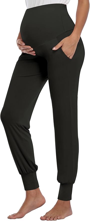 AMPOSH Women's Maternity Pants Stretchy Lounge Workout Sweatpants Casual Loose Comfy Pregnancy Joggers with Pockets