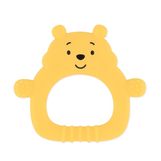 Bumkins Disney Baby Teething Freezer Toy Keys Rings, Soft Flexible Platinum Silicone Pacifier to Chew, Cool Teether Gum Relief, Essentials for Babies 3 Months, Freezable, Sensory, Winnie The Pooh