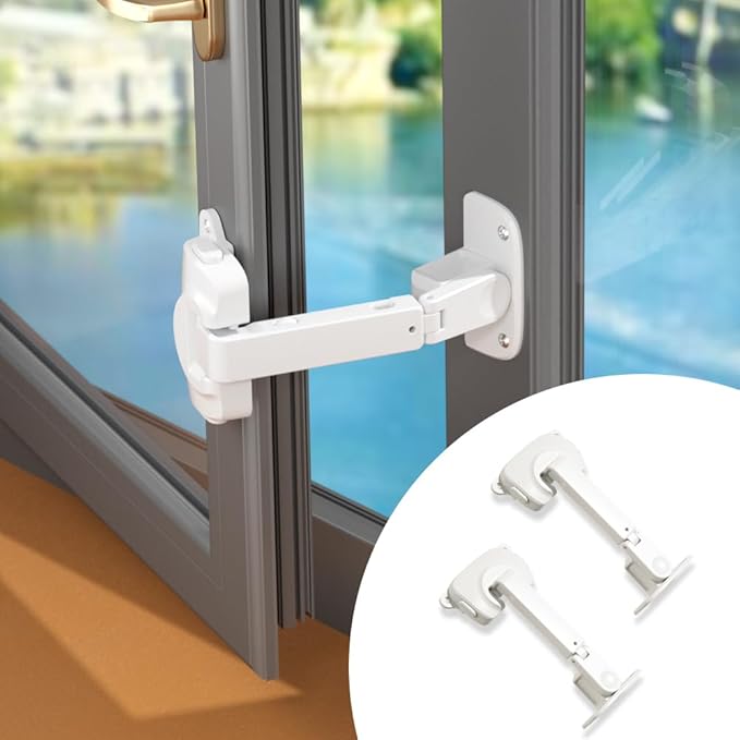 EUDEMON 2 Pack Updated Baby Window Safety Lock, Childproof Window Restrictor for UPVC, Adjustable Winodw Guard for Wooden, Metal Frames (White)