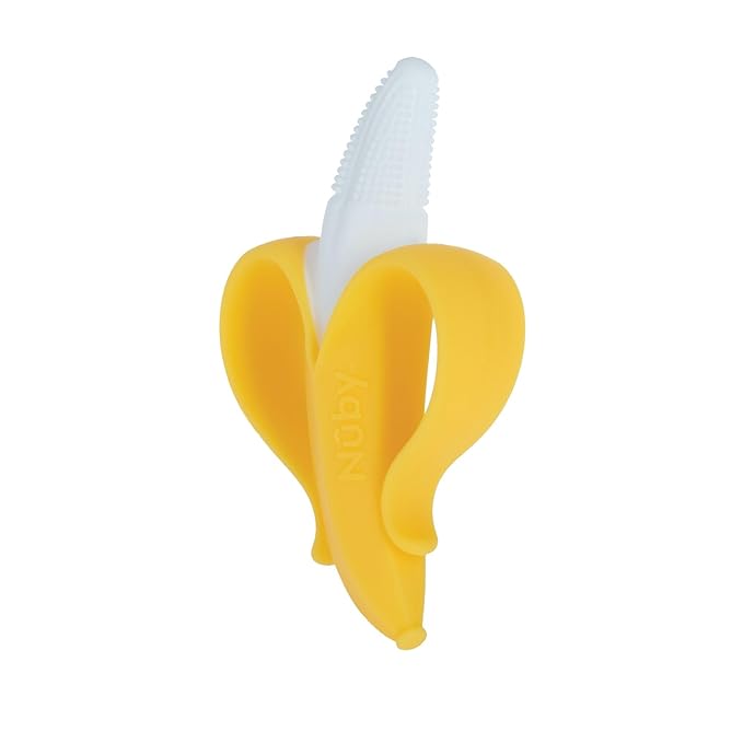 Nuby NanaNubs Banana Massaging Toothbrush and Carrot Teether - (2 Pack) Baby Teething Toys for 3+ Months