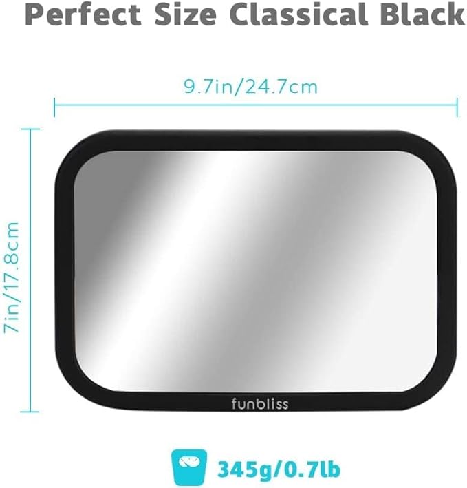 Funbliss Baby Car Mirror + 2 Pack Car Window Shades UPF 50+, Wide Angle Convex Mirror for Baby Rear Facing, 360-Degree Adjustable, Easy Assembly-Free