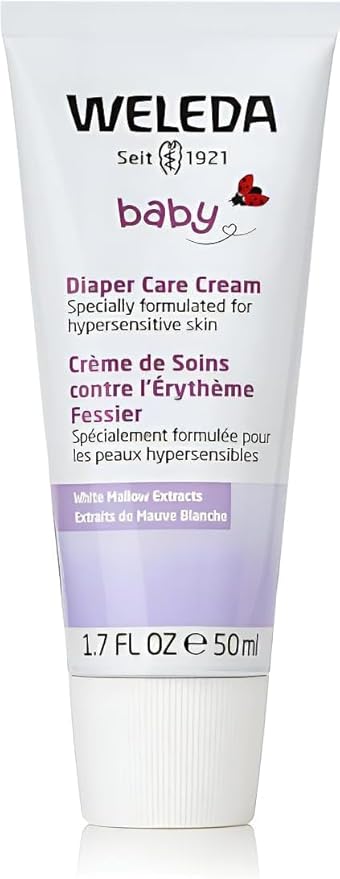 Weleda Baby White Mallow Diaper Care Cream, 1.7 Fluid Ounce, Fragrance Free Plant Rich Protection with White Mallow, Pansy, Sesame and Coconut Oils