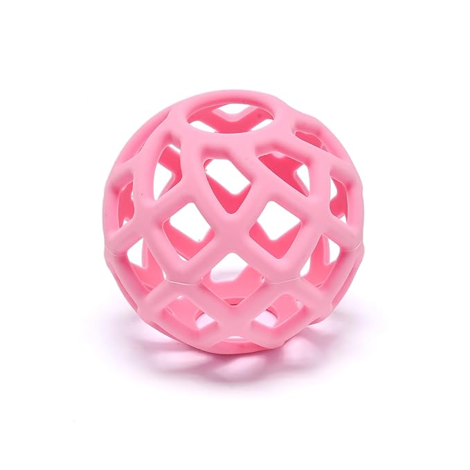 Baby Teething Toys, Silicone Babys Chew Toys for Soothing Babies Gums, Sensory Hollow Ball Teether for Babies 3+ Months,Baby Teether Toys,Baby Gifts for Girl & Boy (Pink)