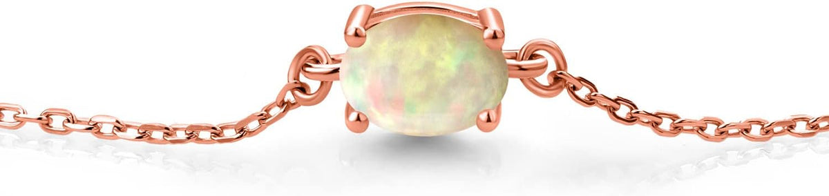 Gem Stone King 7X5MM Oval Gemstone Birthstone Solitaire Bracelet For Women | 925 Sterling Silver | Adjustable Bolo Bracelet For Women | Fine Jewelry Gifts for Her Mom Wife
