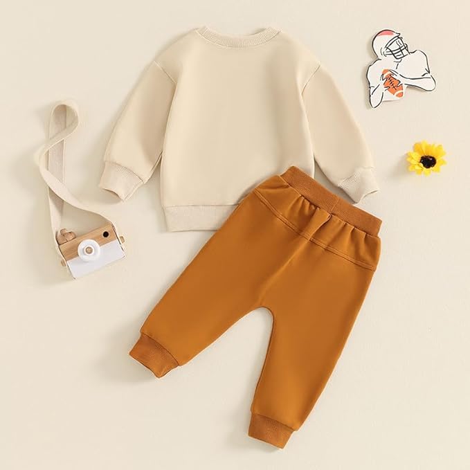 Baby Boy Fall Clothes Set Long Sleeve Letter Print Sweatshirt Pants Toddler Infant Outfits 6 12 18 24 Months 2T