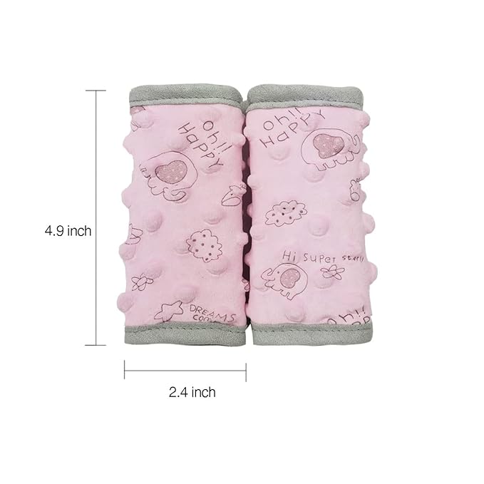 car seat Strap Cover for Baby, seat Belt Cover Cushion, Belt Pads fit Baby Carrier/Pushchair/Stroller, Cozy Peace Dotted Minky, Pink