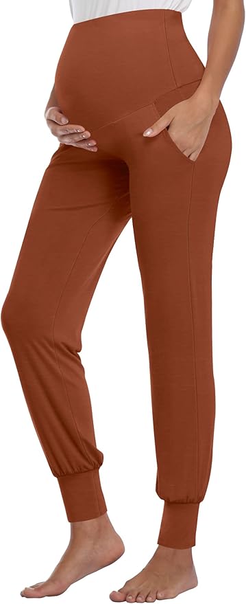 AMPOSH Women's Maternity Pants Stretchy Lounge Workout Sweatpants Casual Loose Comfy Pregnancy Joggers with Pockets
