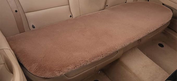 Winter Soft Warm Faux Rabbit Fur car seat Cushion,Universal fit Plush Front and Back Fuzzy car seat Pads Cushion Cover Protector - 1pcs (Back seat 1pcs,Khaki)