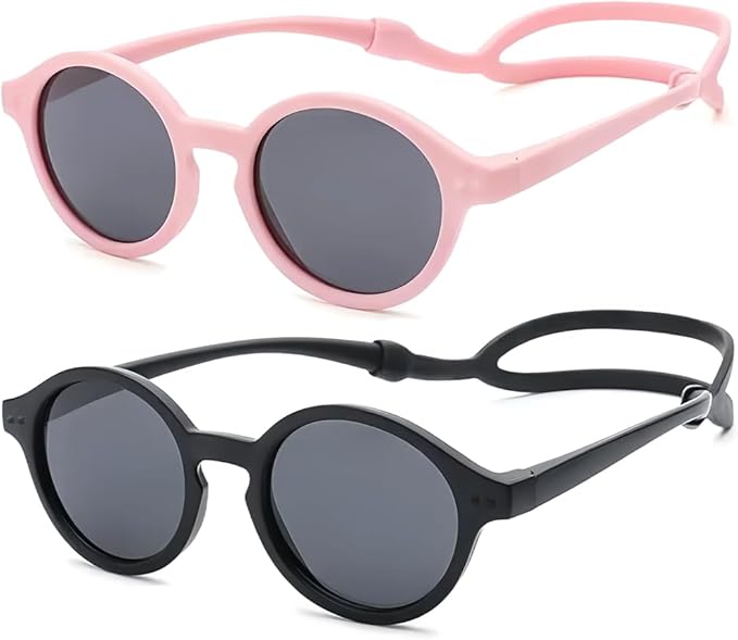 FBHLZ Baby polarized sunglasses UV400 with anti-falling headband TPEE material UV proof suitable for babies 0-12 Months