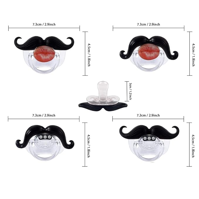 Mustache Pcifiers for Babies 0-6 Months, Newborn Mustache Pacifier,Pacifier with MustacheTeeth Binky,Gift Pacifiers for Boys and Girls (Colors-03)