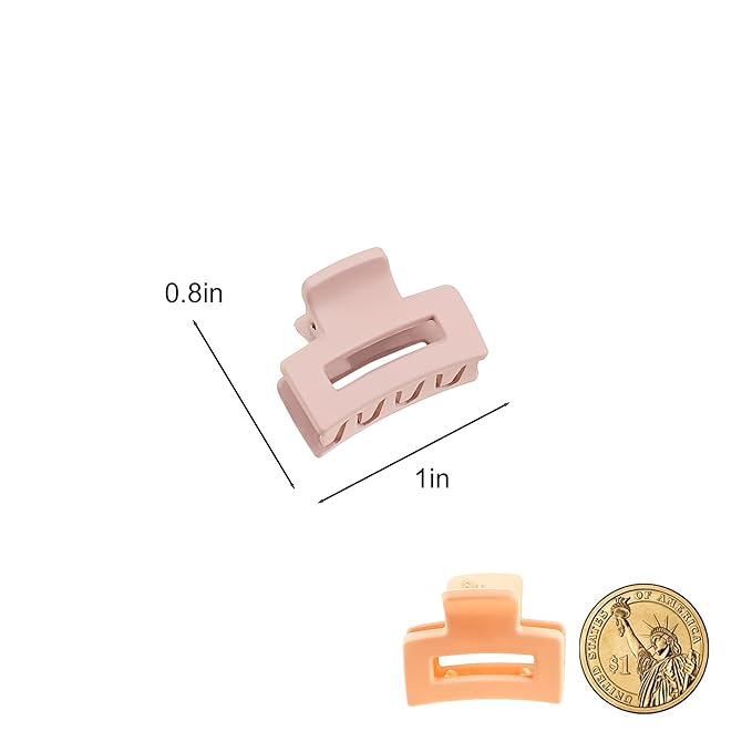 Small Claw Hair Clips for Women Girls - Mini Hair Clips Rectangle Tiny Claw Clips for Thin Hair Strong Hold Cute Jaw Clip Nonslip Hair Styling Accessories with Box