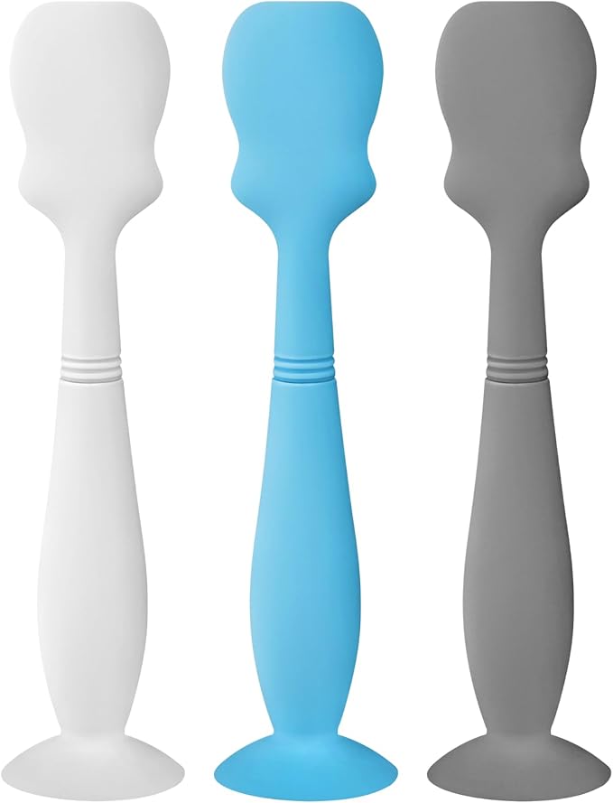 3 Pack Baby Diaper Cream Brush, Diaper Cream Spatula Applicator Silicone Baby Butt Paste Spatula for Babies, Newborn (3Pack, Gray/White/Blue)
