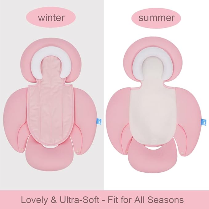 COOLBEBE New 2-in-1 Babybody Pad for Baby Newborn Infants - Extra Soft Stroller Cushion Pads Car Seat Insert, Perfect for Carseats, Strollers, Swings, Pink