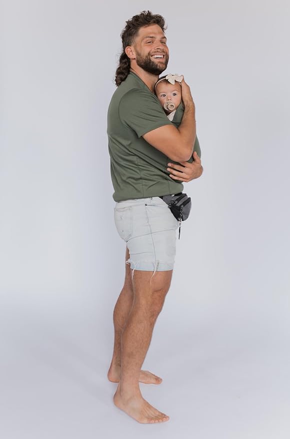 Lalabu The Dad Shirt | Hands-Free Baby Carrier for Dad with Kangaroo Pouch | Engineered for Bonding, Safety, & Comfort for Newborns Up to 15 Lbs. | CPSC Compliant - Fern - Small