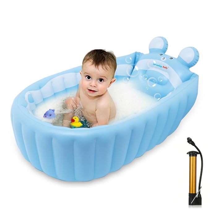 | Inflatable Tub,Newborn Bathtub Seat for Infant,Non-Slip Baby Pool for Sitting up,Foldable Toddler Tub Shower,Portable Travel Bath for Kids 0-6 Year