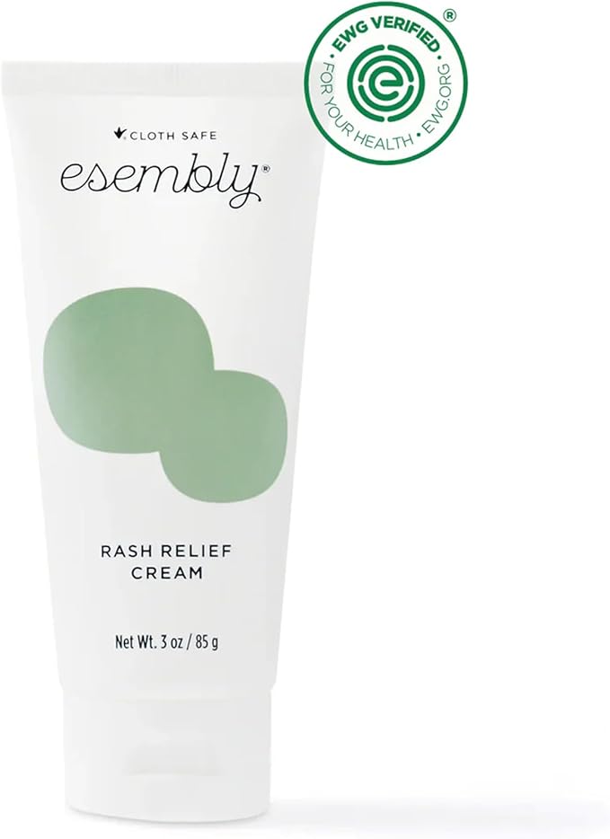 Esembly Rash Relief Cream, Organic and Cloth Friendly Zinc Oxide Barrier Cream, Soothes and Heals Diaper Rash, Natural Aid for Baby Bottom Discomfort, 3oz