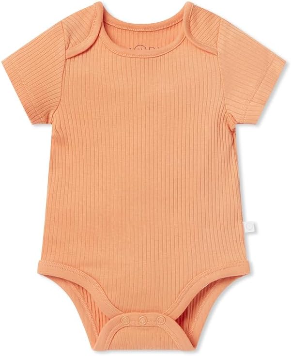 MORI Baby Short Sleeve Unisex Bodysuit with Envelope Neck and Nickel Free Poppers - Viscose from Bamboo and Cotton Blend