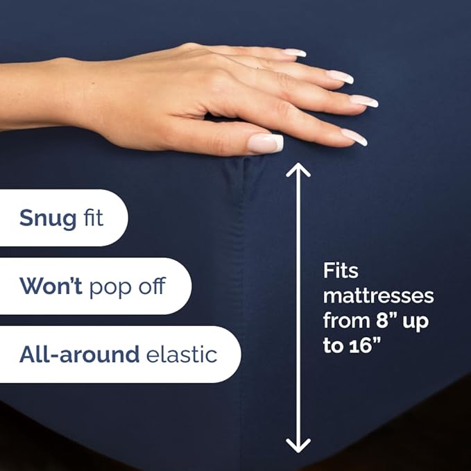 Full XL Size 4 Piece Sheet Set - Comfy Breathable & Cooling Bed Sheets Set - Hotel Luxury Bedding for Women, Men, Kids, Teens, Boys & Girls - Deep Pockets, Soft, Wrinkle Free - Oeko-Tex - Navy Blue