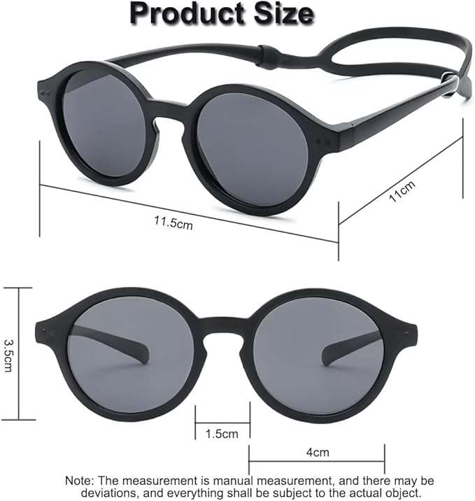 FBHLZ Baby polarized sunglasses UV400 with anti-falling headband TPEE material UV proof suitable for babies 0-12 Months