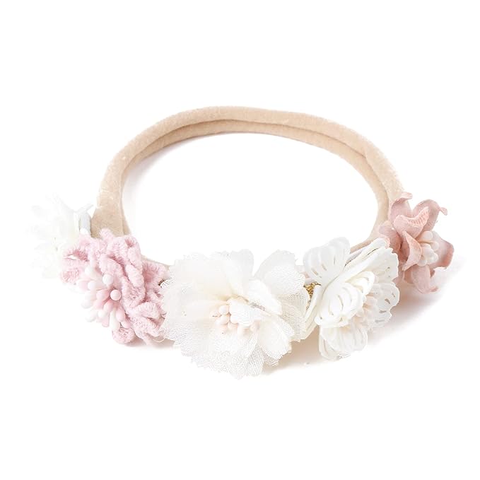 cherrboll 3pcs Baby Girl Headbands Flowers, Super Soft & Stretchy Nylon Floral Hairbands for Newborn Toddler