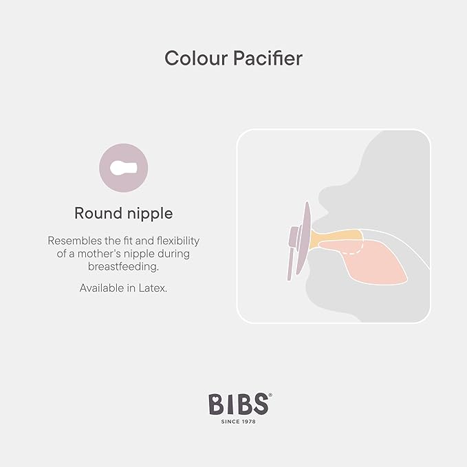 BiBS Liberty Pacifier 2-Pack, BPA Free Pacfiers with Natural Latex Round Nipple, Made in Scandinavia, Size 1 (0-6 Months), Strawberries and Cream Pale Butter Mix