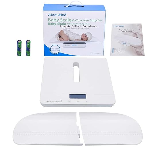 MomMed Baby Scale, Multi-Function Toddler Scale, Baby Scale Digital, Pet Scale, Infant Scale with Hold Function, Blue Backlight, Weight and Height Track