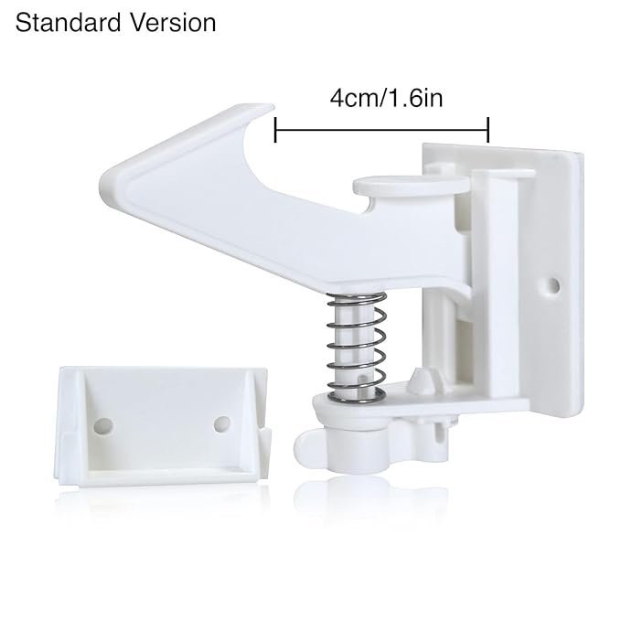 Vmaisi 12 Pack Cabinet Locks Child Safety Latches - Baby Proofing Cabinets Drawer Lock with Adhesive Easy Installation - No Drilling or Extra Screws (White)
