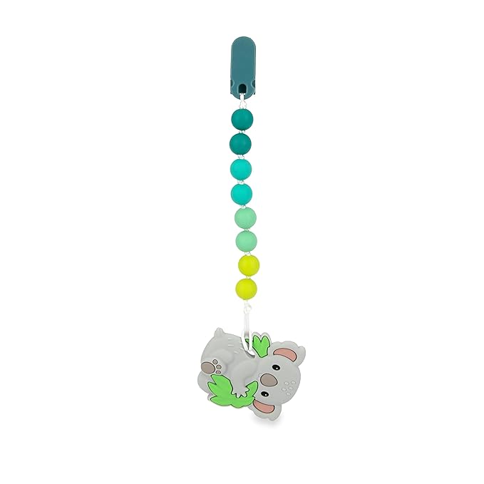 Nuby All Silicone Teether with Bonus Silicone Pacifinder with Clip - 3+ Months, 1pk, Assorted Neutral Designs
