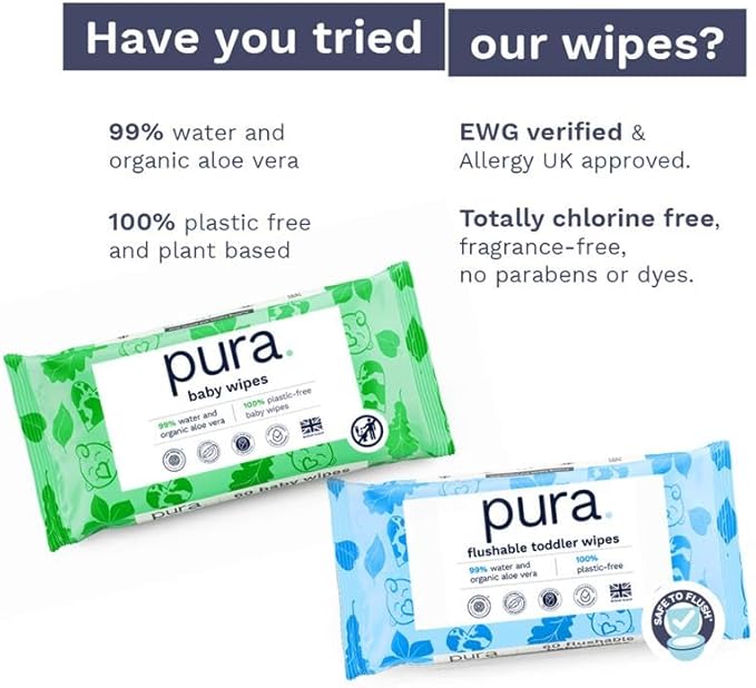 Pura Hypoallergenic Diaper Pants Size 9 (48+ lbs) Overnight, up to 12 Hours Leak Protection, Suitable for Sensitive Skin, Totally Chlorine Free, Soft Organic Cotton, 3 Packs of 15 (45 Pull Up Pants)