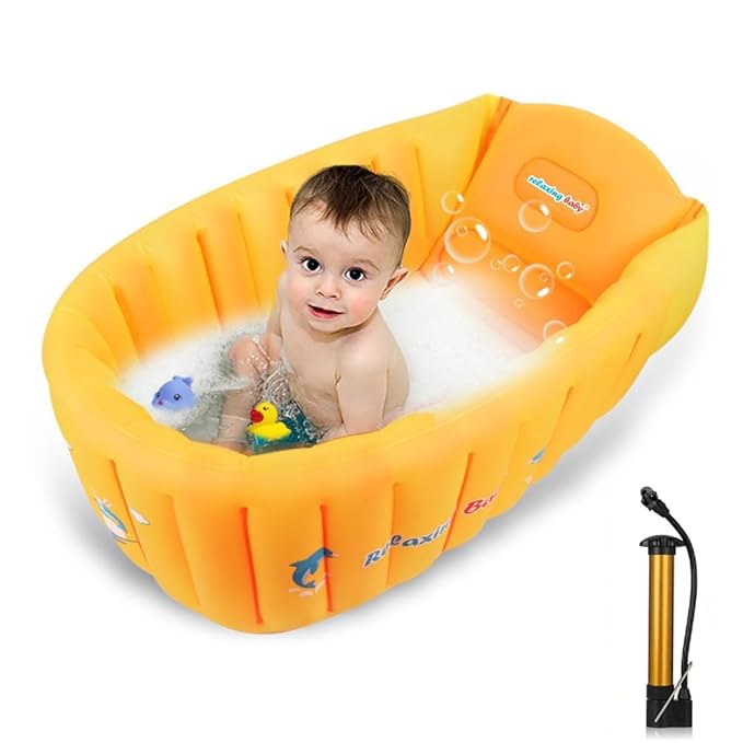 | Inflatable Baby Bathtub,Newborn Bathtub Seat for Infant,Non-Slip Baby Pool for Sitting up,Foldable Toddler Tub Shower,Portable Travel Bath for Kids 0-6 Year