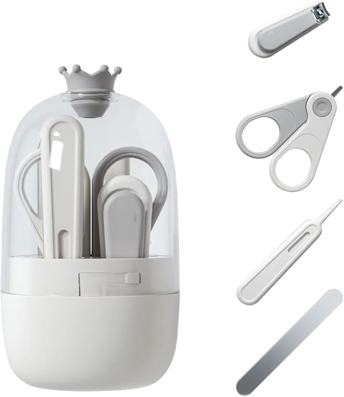Baby Nail Kit, 4-in-1 Newborn Baby Nail Kit with Safety Lock,and Baby Manicure Kit and Pedicure Care Kit for Newborn,Toddler,Infant,Baby Nail Clippers,Baby Scissors,Tweezers,Nail File