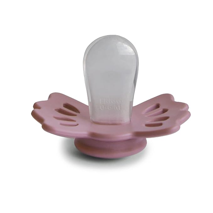FRIGG Lucky Symmetrical SilkySoft Silicone Baby Pacifier | Made in Denmark | BPA-Free (Cedar/Baby Pink, 0-6 Months)