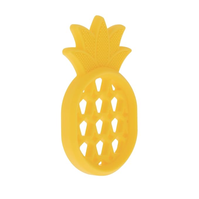 Nuby Soft Silicone Gum Massaging Baby Teether Toy - (2 Pack) Baby Teething Relief Toys for 3+ Months - Pineapple and Orange
