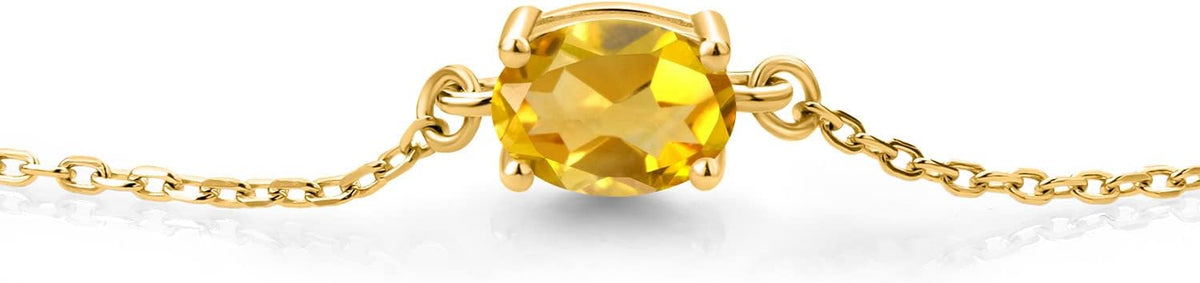 Gem Stone King 7X5MM Oval Gemstone Birthstone Solitaire Bracelet For Women | 925 Sterling Silver | Adjustable Bolo Bracelet For Women | Fine Jewelry Gifts for Her Mom Wife