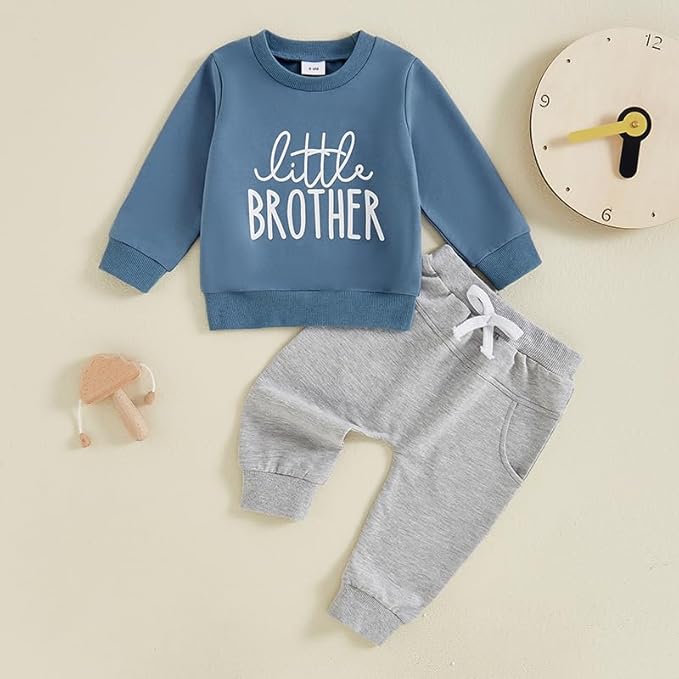 Baby Boy Fall Clothes Set Long Sleeve Letter Print Sweatshirt Pants Toddler Infant Outfits 6 12 18 24 Months 2T